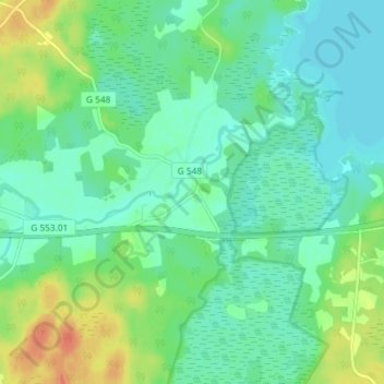 Topografisk kort Annerstad, højde, terræn