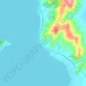 Topografisk kort San Feliciano, højde, terræn