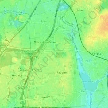 Topografisk kort Rødovre Kommune, højde, terræn