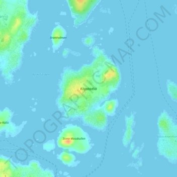 Topografisk kort Köpstadsö, højde, terræn