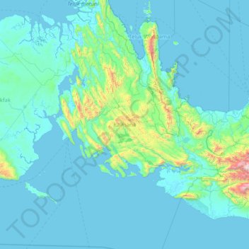 Topografisk kort Kaimana, højde, terræn