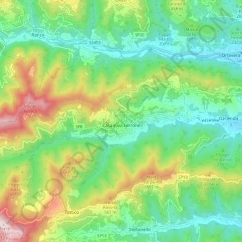 Topografisk kort Casanova Lerrone, højde, terræn
