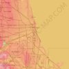 Topografisk kort Chicago, højde, relief