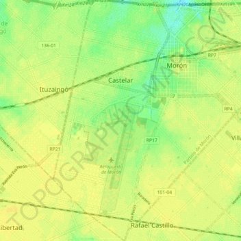 Topografisk kort Castelar, højde, terræn