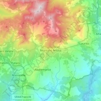 Topografisk kort Montano Antilia, højde, terræn