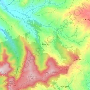 Topografisk kort Sapaya, højde, terræn