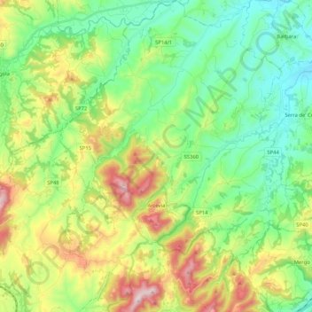 Topografisk kort Arcevia, højde, terræn