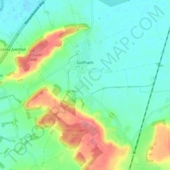 Topografisk kort Gotham, højde, terræn