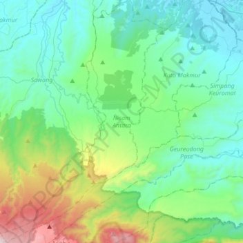 Topografisk kort Nisam Antara, højde, terræn