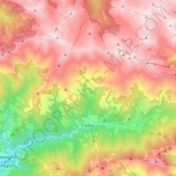 Topografisk kort Collio, højde, terræn