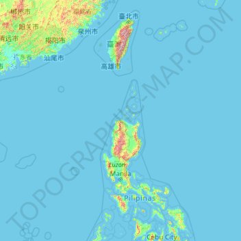 Topografisk kort Taiwan, højde, terræn