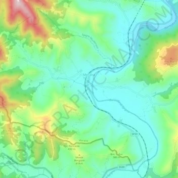 Topografisk kort Merana, højde, terræn