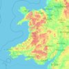 Topografisk kort Wales, højde, terræn