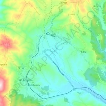 Topografisk kort Soveria Mannelli, højde, terræn