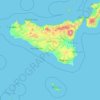 Topografisk kort Sicilien, højde, relief