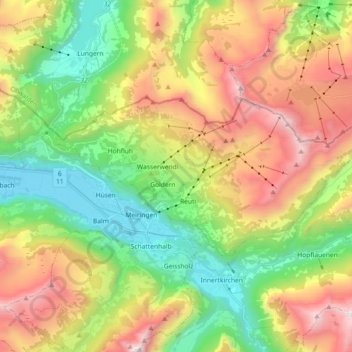 Topografisk kort Hasliberg, højde, terræn