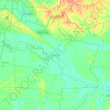Topografisk kort Siak Hulu, højde, terræn