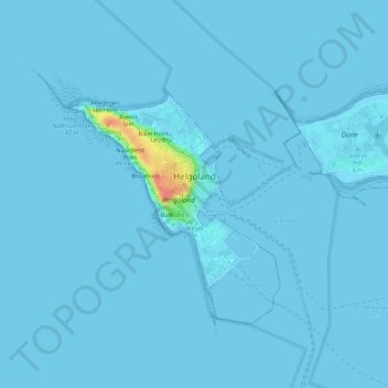 Topografisk kort Helgoland, højde, terræn
