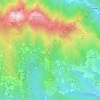 Topografisk kort Vendone, højde, terræn
