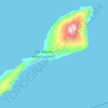 Topografisk kort Jan Mayen, højde, terræn