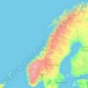 Topografisk kort Norvège, højde, terræn