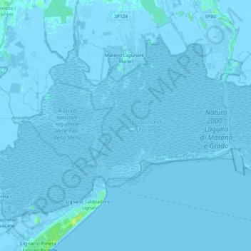 Topografisk kort Marano Lagunare, højde, terræn