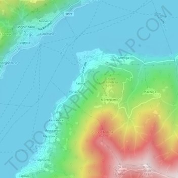 Topografisk kort Torno, højde, terræn