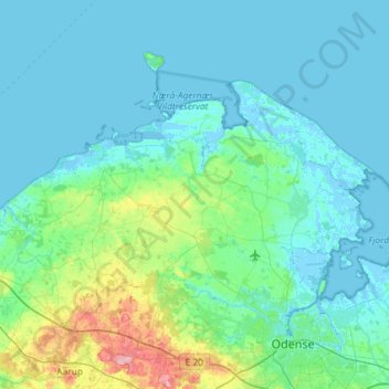 Topografisk kort Nordfyns Kommune, højde, terræn