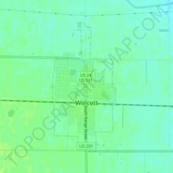Topografisk kort Wolcott, højde, terræn