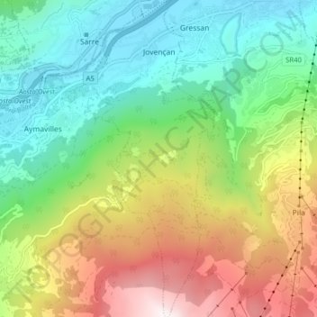 Topografisk kort Jovençan, højde, terræn