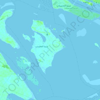 Topografisk kort Al Fteysi Island, højde, terræn
