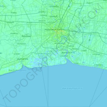 Topografisk kort กรุงเทพมหานคร, højde, terræn