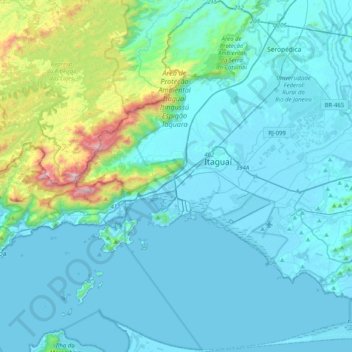 Topografisk kort Itaguaí, højde, terræn
