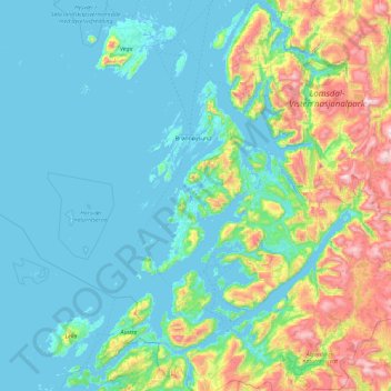 Topografisk kort Sømna, højde, terræn