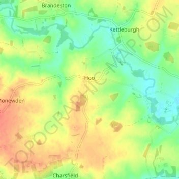 Topografisk kort Hoo, højde, terræn
