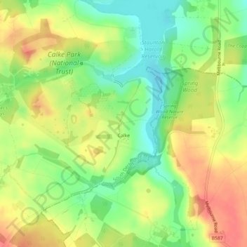 Topografisk kort Calke CP, højde, terræn