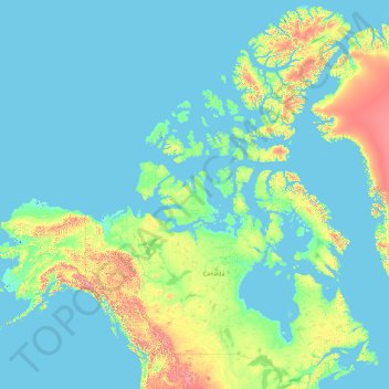 Topografisk kort Canada, højde, terræn
