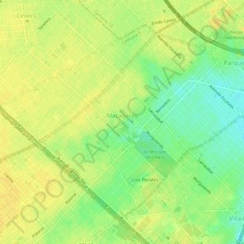 Topografisk kort Mataderos, højde, terræn