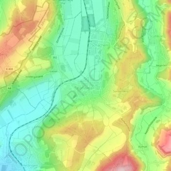 Topografisk kort Bonstetten, højde, terræn