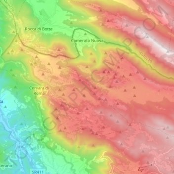 Topografisk kort Camerata Nuova, højde, terræn