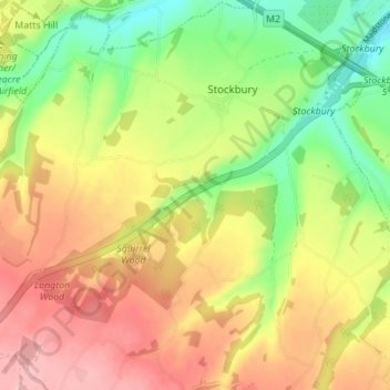 Topografisk kort Stockbury, højde, terræn