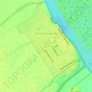 Topografisk kort Puerto Gaboto, højde, terræn