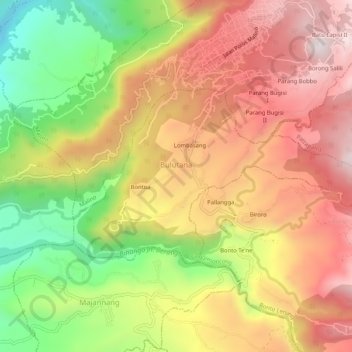 Topografisk kort Buluttana, højde, terræn