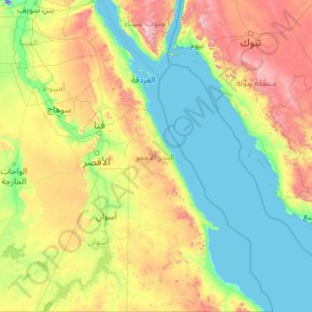 Topografisk kort Al-Bahr al-Ahmar, højde, terræn