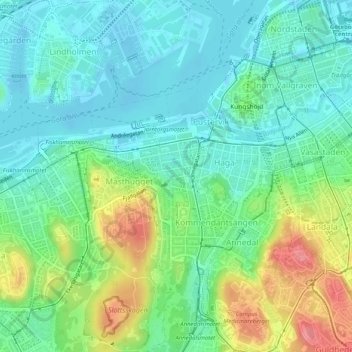 Topografisk kort Olivedal, højde, terræn