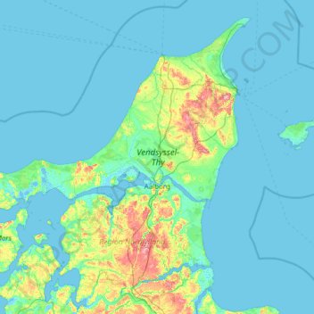 Topografisk kort Vendsyssel-Thy, højde, terræn