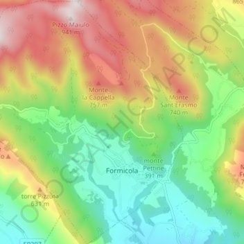 Topografisk kort Formicola, højde, terræn