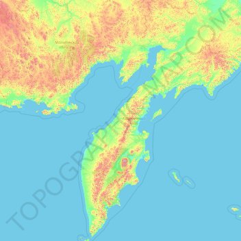Topografisk kort Камчатский край, højde, terræn