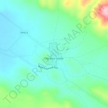 Topografisk kort Lagunita Salada, højde, terræn