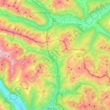 Topografisk kort Rennweg am Katschberg, højde, terræn
